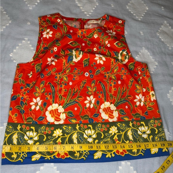 Tory Burch Red and Yellow Boxy Floral Tank Top - Picture 13 of 14